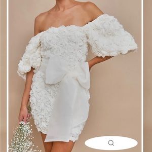 VOW ROSETTE TULLE TIE MINI DRESS